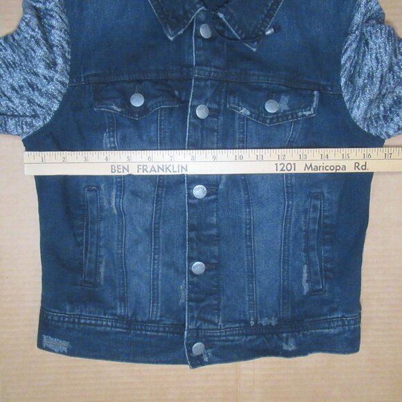 Free People Distressed Denim Moto Jacket with Removable Hood – Size XS - Picture 4 of 11